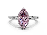 Solitaire Engagement Ring Setting for Fancy Pink Marquise Center with Channel Accents and Prong Head in Sterling Silver