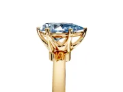 Solitaire Engagement Ring Setting for Fancy Blue Pear-Shaped Center with Plain Band and Tulip Prong Head in Yellow Gold