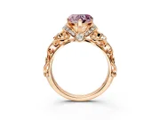 Solitaire Engagement Ring Setting for Fancy Pink Heart-Shaped Center with Filigree Band and Prong Head in Rose Gold