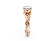 Solitaire Engagement Ring Setting for Asscher Cut Center with Pave and Plain Crossover Band and Prong Head in Rose Gold