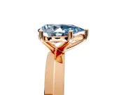 Solitaire Engagement Ring Setting for Fancy Blue Pear-Shaped Center with Wide Knife Ridge Band and Prong Head in Rose Gold
