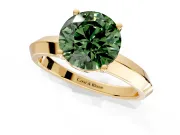 Solitaire Engagement Ring Setting for Fancy Green Round Cut Center with Wide Knife Ridge Band and Prong Head in Yellow Gold