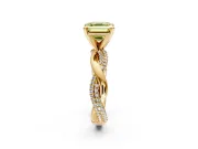 Solitaire Engagement Ring Setting for Fancy Yellow Asscher Cut Center with Pave and Plain Crossover and Basket Head in Yellow Gold