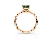 Solitaire Engagement Ring Setting for Fancy Green Princess Cut Center with Bamboo Band and Prong Head in Rose Gold