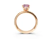 Solitaire Engagement Ring Setting for Fancy Pink Cushion Cut Center with Milgrain X Pattern Band and Prong Head in Rose Gold
