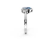 Cluster Engagement Ring Setting for Fancy Blue Pear-Shaped Center with Milgrain Shoulder Clusters and Prong Head in White Gold
