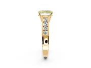 Solitaire Engagement Ring Setting for Fancy Yellow Radiant Cut Center with Round Cut Channel Band and Prong Head in Yellow Gold