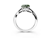 Solitaire Engagement Ring Setting for Fancy Green Heart-Shaped Center with Plain Bypass Twist Band and Prong Head in Platinum