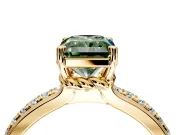 Solitaire Engagement Ring Setting for Fancy Green Radiant Cut Center with Raised Channel Band and Prong Head in Yellow Gold