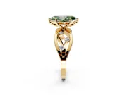 Solitaire Engagement Ring Setting for Fancy Green Marquise Center with Criss-Cross Accent Band and Prong Head in Yellow Gold