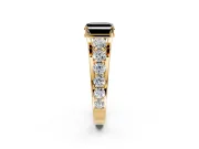 Solitaire Engagement Ring Setting for Fancy Black Asscher Cut Center with Graduated Shared Prongs and Prong Head in Yellow Gold