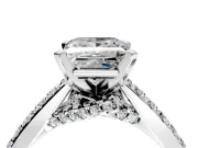 Solitaire Engagement Ring Setting for Princess Cut Center with Crossover Accents and Prong Head in Platinum
