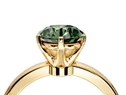 Solitaire Engagement Ring Setting for Fancy Green Round Cut Center with Plain Band and Tulip Prong Head in Yellow Gold