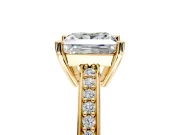 Solitaire Engagement Ring Setting for Princess Cut Center with Channel-Set Accent Band and Prong Head in Yellow Gold