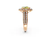 Large Accent Halo Engagement Ring Setting for Fancy Yellow Pear-Shaped Center with Pave Split Shank and Prong Head in Rose Gold