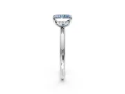 Hidden Halo Engagement Ring Setting for Fancy Blue Radiant Cut Center with Thin Rounded Band and Prong Head in Sterling Silver