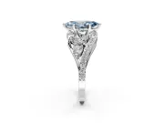 Halo Engagement Ring Setting for Fancy Blue Marquise Center with Marquise and Pave Bypass Band and Prong Head in Platinum