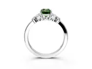 Solitaire Engagement Ring Setting for Fancy Green Emerald Cut Center with Marquise Flower Shoulders and Prong Head in Platinum