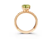Solitaire Engagement Ring Setting for Fancy Yellow Heart-Shaped Center with Milgrain X Pattern Band and Prong Head in Rose Gold