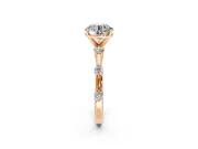 Solitaire Engagement Ring Setting for Round Cut Center with Bezel Station Band and Prong Head in Rose Gold