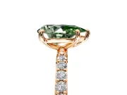 Solitaire Engagement Ring Setting for Fancy Green Pear-Shaped Center with Pave Accents and Prong Head in Rose Gold