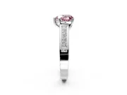 Solitaire Engagement Ring Setting for Fancy Pink Heart-Shaped Center with Princess Cut Channel Band and Prong Head in Sterling Silver
