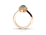 Halo Engagement Ring Setting for Fancy Green Marquise Center with Inner Milgrain Border and Prong Head in Rose Gold