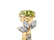 Floral Engagement Ring Setting for Fancy Yellow Round Cut Center with Trailing Marquise Accents and Prong Head in Yellow Gold