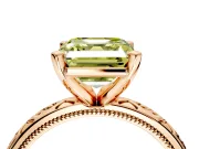 Solitaire Engagement Ring Setting for Fancy Yellow Asscher Cut Center with Scrollwork Band and Prong Head in Rose Gold