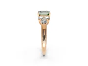 Cluster Engagement Ring Setting for Fancy Green Asscher Cut Center with Round Cut Accent Frame and Prong Head in Rose Gold