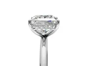 Solitaire Engagement Ring Setting for Princess Cut Center with Plain Band, Open Basket and Prong Head in Platinum