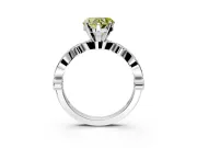 Solitaire Engagement Ring Setting for Fancy Yellow Heart-Shaped Center with Milgrain Bezel Accents and Prong Head in Platinum