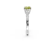 3 Stone Engagement Ring Setting for Fancy Yellow Cushion Cut Center with Baguette Accents and Prong Head in Platinum