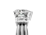 Solitaire Engagement Ring Setting for Pear-Shaped Center with Grooved Bar Accent Band and Prong Head in Platinum