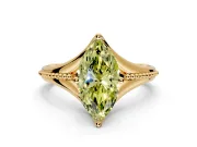 Solitaire Engagement Ring Setting for Fancy Yellow Marquise Center with Milgrain Cathedral Band and Prong Head in Yellow Gold