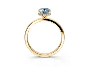 Hidden Halo Engagement Ring Setting for Fancy Blue Oval Center with Plain Band and Tall Prong Head in Yellow Gold