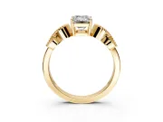 Leaf Engagement Ring Setting for Emerald Cut Center with Milgrain Accent Band and Prong Head in Yellow Gold