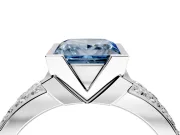 Bezel Engagement Ring Setting for Fancy Blue Princess Cut Center with Wide Channel-Set Band and Bezel Head in Platinum