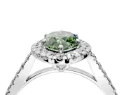 Halo Engagement Ring Setting for Fancy Green Marquise Center with Raised Halo, Pave Band and Prong Head in Sterling Silver