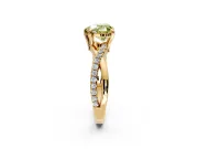 Solitaire Engagement Ring Setting for Fancy Yellow Heart-Shaped Center with Half-Pave Crossover Band and Prong Head in Yellow Gold