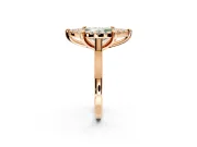 Single Halo Engagement Ring Setting for Fancy Green Marquise Center with Corner Claws, Plain Band and Prong Head in Rose Gold