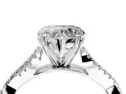 Solitaire Engagement Ring Setting for Heart-Shaped Center with Twisted Pave Split Shank and Prong Head in Sterling Silver