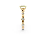 Solitaire Engagement Ring Setting for Fancy Yellow Radiant Cut Center with Beaded Bezel Station Band and Prong Head in Yellow Gold