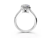 Halo Engagement Ring Setting for Princess Cut Center with Knife Ridge Cathedral Band and Prong Head in White Gold