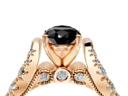 Solitaire Engagement Ring Setting for Fancy Black Pear-Shaped Center with Pave Cathedral Shoulders and Prong Head in Rose Gold