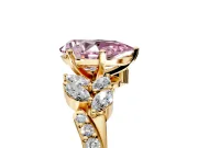 Solitaire Engagement Ring Setting for Fancy Pink Pear-Shaped Center with Marquise Accent Twist Band and Prong Head in Yellow Gold