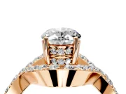 Halo Engagement Ring Setting for Oval Center with Pave Infinity Twist Band and Prong Head in Rose Gold