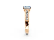 Solitaire Engagement Ring Setting for Fancy Blue Asscher Cut Center with Round Cut Channel Band and Prong Head in Rose Gold