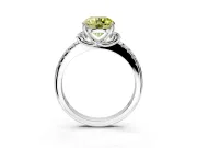 Paired Accent Engagement Ring Setting for Fancy Yellow Round Cut Center with Pave Band and Prong Head in Platinum