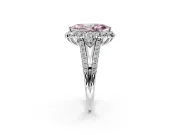 Halo Engagement Ring Setting for Fancy Pink Marquise Center with Two-Strand Split Shank and Prong Head in Platinum